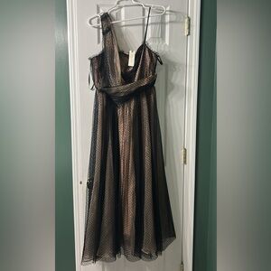 Anthropologie Black and Nude Polka Dot Dress - Size 6